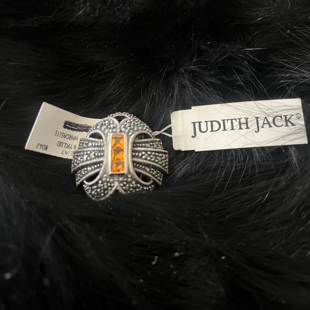 Judith Jack Sterling Silver and Orange Pin